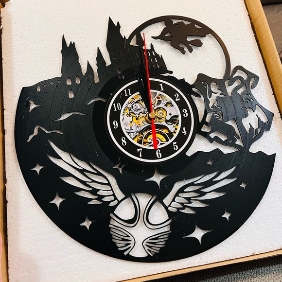 Other - SOLD—Harry Potter Vinyl Record Wall Clock — Hogwarts Silhouette Home Décor, NEW